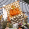 thumbnail image 2 of Welcome Fall Pumpkin House Flag Double Sided 28x40 Inch Autumn Maple Leaves Orange Buffalo Plaid Seasonal Holiday Thanksgiving Farmhouse Decoration Outdoor Flags, 2 of 6