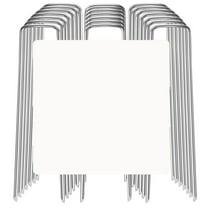 24 Pack U-Shaped Garden Stakes, Heavy Duty Galvanized Steel Landscape Staples, for Securing Weed Barrier Fabric, Irrigation Tubing, Tarpaulin, Fence, Artificial Turf, Silver