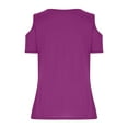 thumbnail image 5 of iHengLiXing Plus Size Spring Tops for Women 2025 Dressy Casual Women Summer Sexy T- Shirt Cold Shoulder Pullover Blouse-Neck Short Sleeve Solid Purple L, 5 of 6