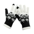 thumbnail image 2 of Dyfzdhu Women Touch Screen Gloves Warm Stretch Knitted Winter Warm Christmas Snowflakes Printing Golves Outdoor Black, 2 of 5