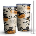 thumbnail image 2 of 20oz Tumblers Black Cat Pumpkin Halloween Pattern Stainless Steel Vacuum Insulated Double Wall Travel Tumbler Cups Mug with Lid and Straw,Cleaning Brush for Cold & Hot Drinks, 2 of 7