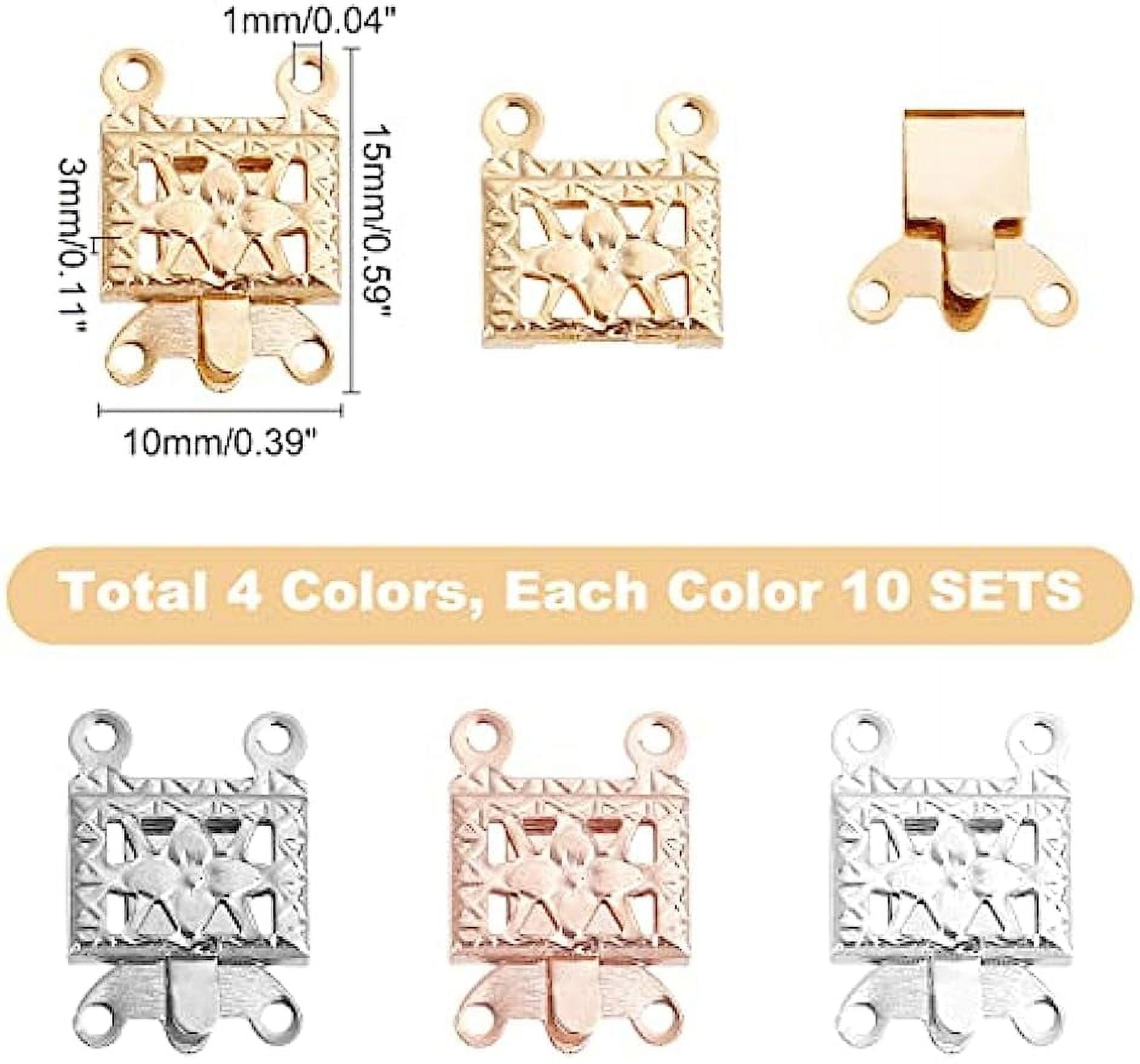 UNICRAFTALE 50 Sets 5 Styles Multi-Strand Clasps Necklace Layering Clasps  Stainless Steel Box Clasp Lock Necklace Clasp Connector Clasp for Jewelry  DIY Stainless Steel Color 