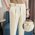 thumbnail image 4 of CHUANK Men‘s High-end Linen Pants with Texture  Naples Design  Ankle-length Pants Slim Fit Men‘s Dress Pants 2024 High Quality, 4 of 7