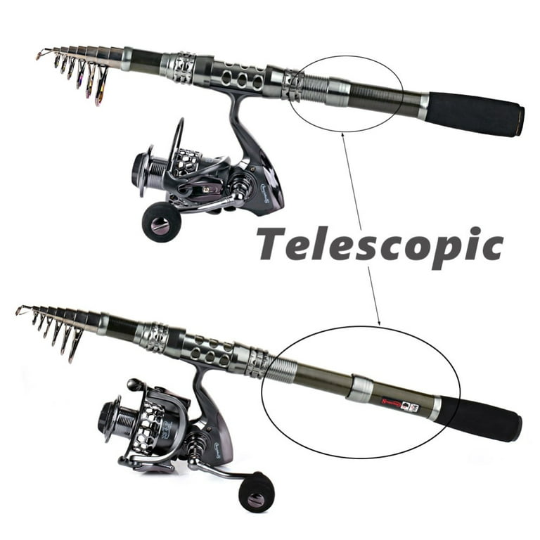 Sougayilang Spinning Fishing Rod and Reel Combos, Portable Telescopic Pole  for Travel Saltwater and Freshwater