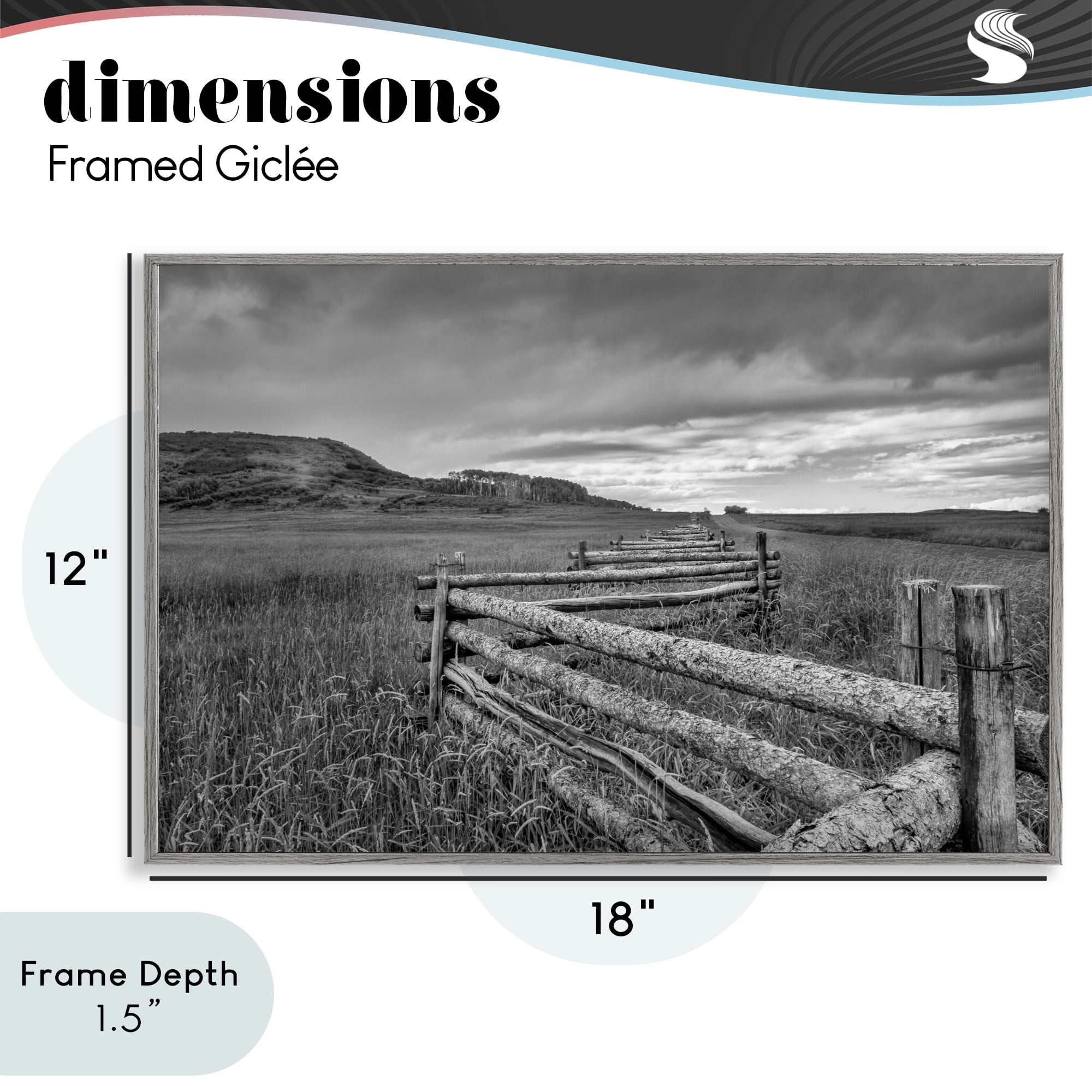 Stupell Industries Weathered Fence to Distant Horizon Gray Framed Giclee Art, design by Jon Evan