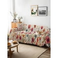 thumbnail image 3 of Pink Orange Teal Spring Floral Couch Cover for 2 Cushion Sofa, Watercolor Botanical Summer Flowers Washable Loveseat Sofa Covers Slipcover for Sectional Sofas L-Shaped, Couch Throw Cover 71"x118", 3 of 9