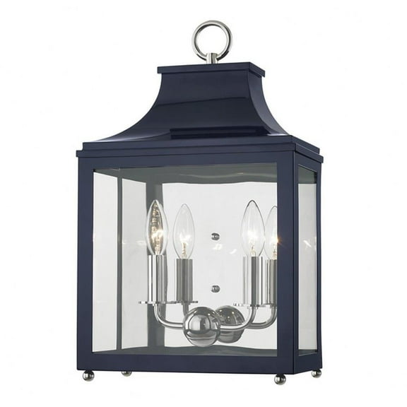 2 Light Contemporary Wall Sconce with Clear Glass-18.5 inches H By 11.5 inches W-Polished Nickel/Navy Finish-Navy Shade Color Bailey Street Home