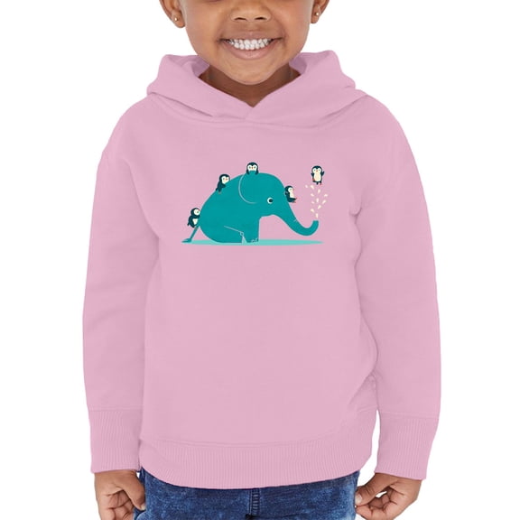 Image Conscious Elephant With Penguins Hoodie Toddler -Jay Fleck Designs, Unisex Casual Fit