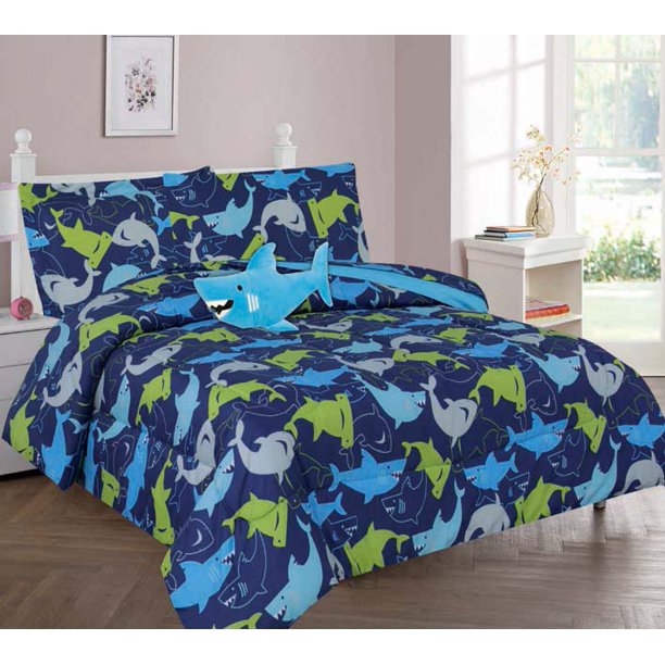 Twin Size Comforter 6 Piece for Kids Boy Girl Print Design Comforter Set Bed In Bag With Shams