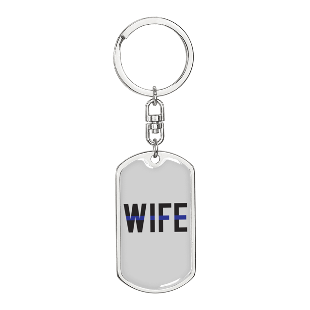 Wife Stainless Steel or 18k Gold Premium Swivel Dog Tag Keychain
