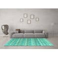 thumbnail image 3 of Ahgly Company Machine Washable Indoor Rectangle Abstract Turquoise Blue Modern Area Rugs, 2' x 5', 3 of 4