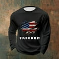 thumbnail image 2 of Men Letter Graphic T Shirts Freedom Long Sleeve Tee Tops Black 2XL, 2 of 4