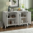 thumbnail image 4 of Buffet Cabinet Furniture, Atumon Accent Cabinet with 4 Doors, Wood Storage Cabinet with Adjustable Shelves, Storage Cabinet for Kitchen Dining Room Living Room, 60"L x 18"W x 36"H, White, 4 of 10