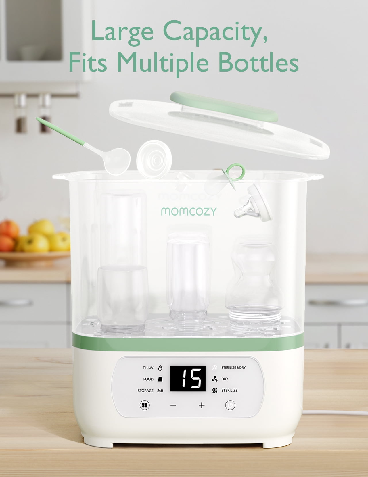 Momcozy Bottle Sterilizer and Dryer, 8-in-1 Electric Steam Bottle Sterilizer for Baby Bottles, Pacifiers, Pump Parts