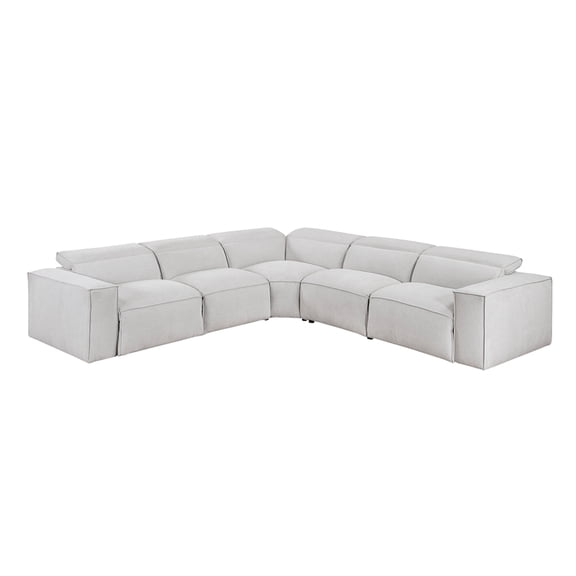 Lexicon Phoebe Microfiber 5-Piece Modular Pwr Reclining Sectional in Light Gray