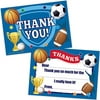 Old Blue Door Invites Sports Kids Fill in Thank You Cards - Football, Basketball, Baseball, Soccer Theme (20 Count with Envelopes)