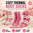thumbnail image 2 of Muk Luks Kids Heat Retainer Boot Socks, 3 Pack, Warm Thermal Cushioned Crew Socks, PINK, M/L, 2 of 8