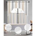 thumbnail image 3 of Beige Grey Striped Kitchen Curtains Swag Valance and Tier Curtains Set 24 Inch Length, Geometric Vertical Stripes White Rod Pocket Drape Panels Pair Swag Curtain for Bathroom/Cafe/Window, 3 of 6