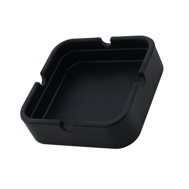 DOLITY Silicone Sqaure Ashtray Heat Resistant Hot Ashtray Black