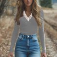 thumbnail image 2 of Tops de otoño para mujer,Blusa informal de poliéster con cuello en V y manga corta para mujer, ideal para usar en cualquier temporada, sopatenor, 2 of 9
