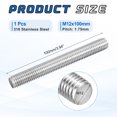 thumbnail image 2 of Uxcell M12x100mm 316 Stainless Steel Fully All Threaded Rod Studs, 1.75mm Pitch, 2 of 6
