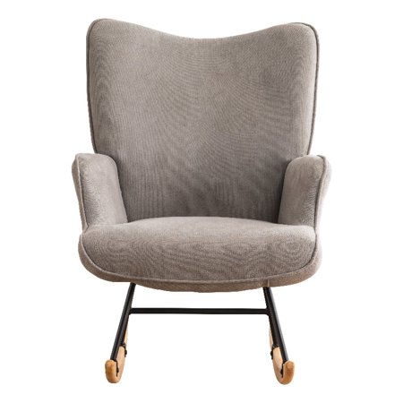 Contemporary Modern Style Rocking Chair-Fabric Accent Chair-Gray
