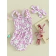 thumbnail image 3 of Suealasg Infant Girl Summer Romper Baby Girl Easter Clothes Sleeveless Rabbit Print Bodysuit, 3 of 9