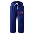 thumbnail image 4 of Independence Day Capri Pants for Women Summer Casual Elastic Waist Split Hem Straight Leg Cropped Sweatpants with Pockets, 4 of 4