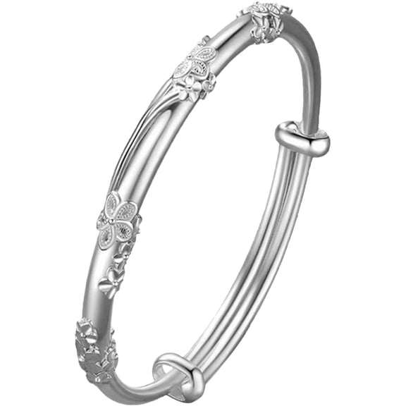 Women Bangle Bracelets 925 Sterling Silver Adjustable Bracelet Ladies Simple Jewelry Birthday Anniversary Mother Valentine Day Gifts