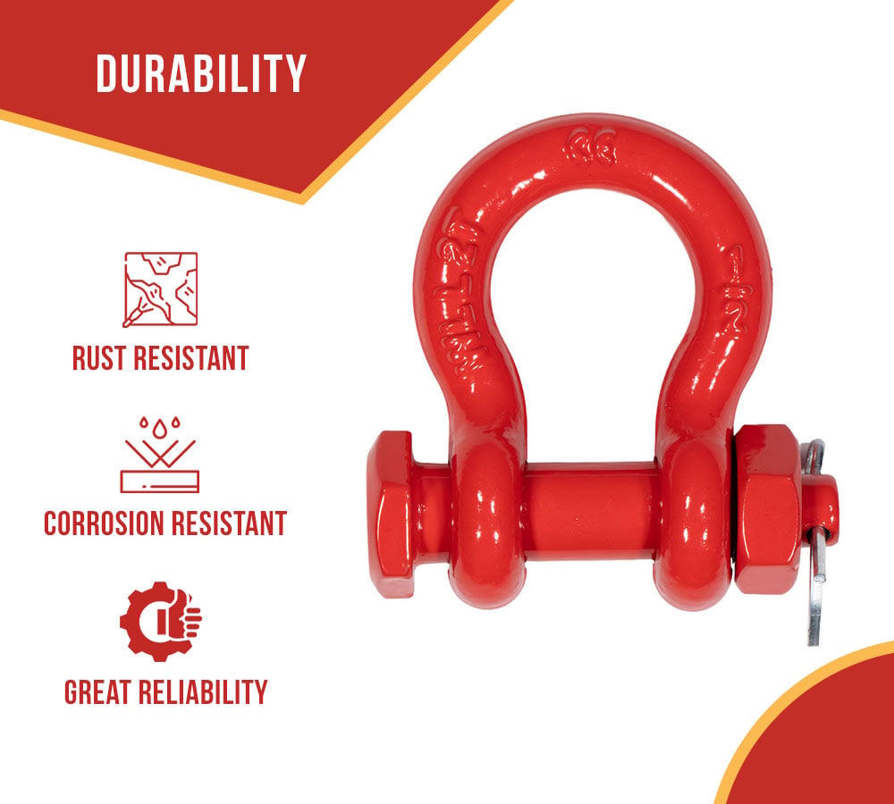 10 Pcs 1/2" Anchor Shackle Forged Carbon Steel w/ Safety Screw Pin Load Limit 4,000 lbs Double Rust Protection Heavy Duty D Ring Bolt Type Shackle for Towing, Rigging, Vehicle Recovery