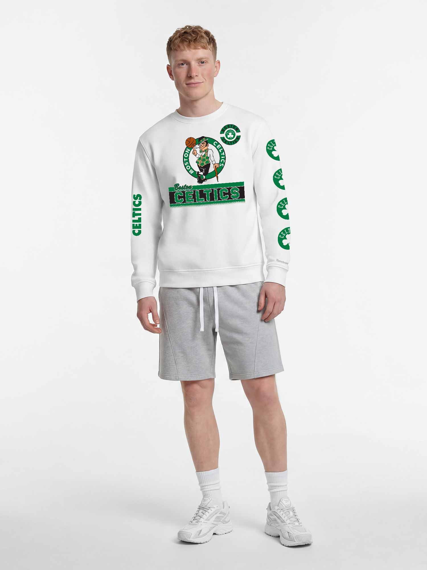 Boston Celtics Reebok Mens White Crew Sweatshirt