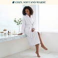 thumbnail image 5 of PAVILIA Soft Plush Women Fleece Robe, White Cozy Bathrobe, Female Long Spa Robe, Warm Housecoat, Satin Waffle Trim, S/M, 5 of 10