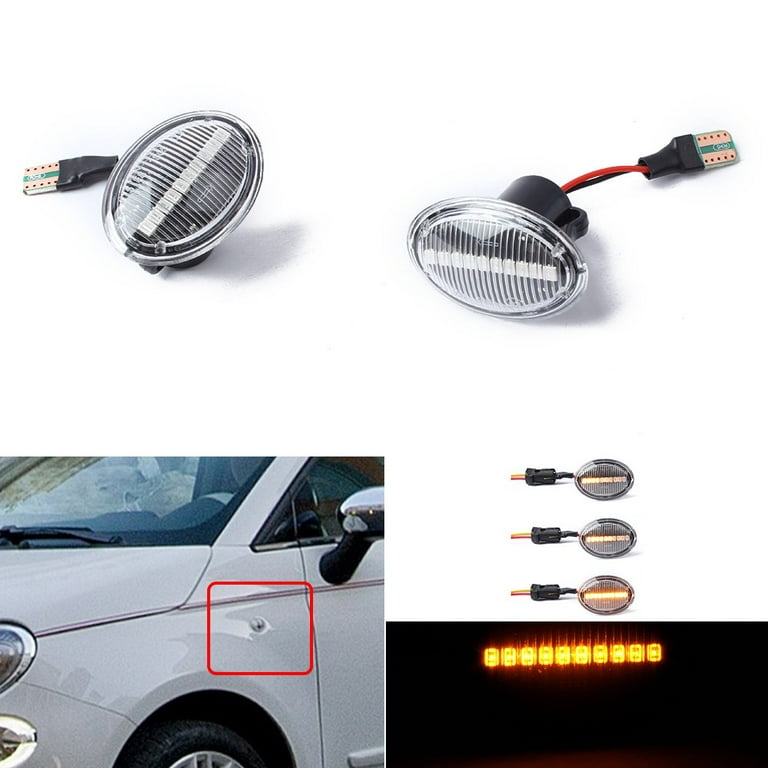 2pcs Led Dynamic Side Marker Turn Signal Light For Fiat 500 Ford