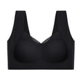 thumbnail image 1 of Sujetador deportivo con escote en V para mujer, acolchado, de bajo impacto, inalámbrico, transpirable, ultrafino, para yoga, color negro, XXXL, 3 unidades, 1 of 12