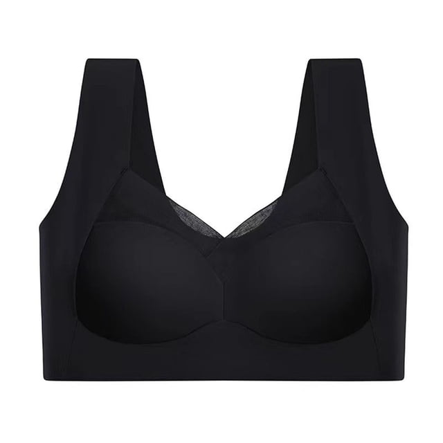 Sujetador deportivo con escote en V para mujer, acolchado, de bajo impacto, inalámbrico, transpirable, ultrafino, para yoga, color negro, XXXL, 3 unidades
