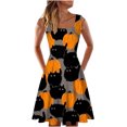 thumbnail image 1 of Vestido sin mangas cómodo suelto con estampado de Halloween con cuello redondo de verano para mujer a la moda Fridja  hjkh59, 1 of 4