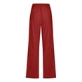 thumbnail image 4 of Linen Pants Women Summer 2026 Casual High Waisted Drawstring Pant Cotton Straight Wide Leg Lounge Trousers with Pockets, 4 of 5