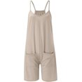 thumbnail image 2 of Mameluco casual de verano para mujer, sin mangas, con tirantes delgados, pantalones cortos con bolsillos, overol de regreso a casa Caqui Chica Caqui Chica Xishao ropa, 2 of 2