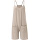 thumbnail image 2 of Mameluco casual de verano para mujer, sin mangas, con tirantes delgados, pantalones cortos con bolsillos, overol de regreso a casa Caqui 2X Grande Caqui 2X Grande Xishao ropa, 2 of 2