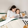 thumbnail image 4 of jejeloiu Tropical Monstera Leaf Bedding Comforter Set,Abstract Geometric Stripe Circle Twin Comforter Sets,Green Beige Brown Bedding Set For Men Women,Super Cozy Room Decor Reversible,2 Pieces, 4 of 8