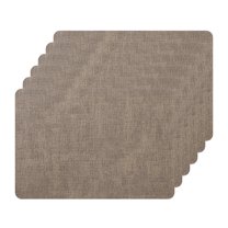 Unique Bargains Set of 6 Faux Leather Heat Resistant Waterproof Dining PU Place Mats Khaki