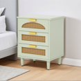 thumbnail image 3 of Resenkos Elegant Wood Nightstand, 20" Side Cabinet With 3 Drawers, Space-Saving Storage For Bedroom, Green, 3 of 12