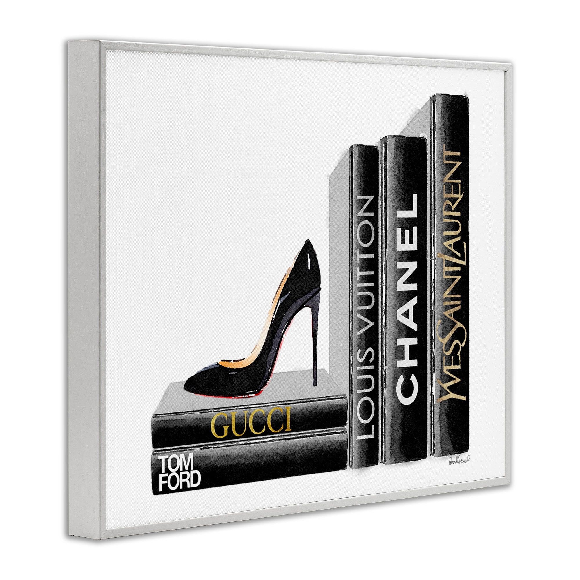 Stupell Industries High Fashion Black Book Shelf with Stilettos Heel, 24 x 30,Design by Amanda Greenwood