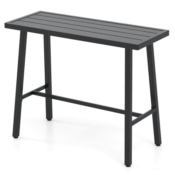 Wqmh 36" Outdoor Bar Table, Rectangular High Pub Table with Adjustable Foot Pads, Patio Counter Height Dining Table for Balcony, Backyard, Indoor, Black