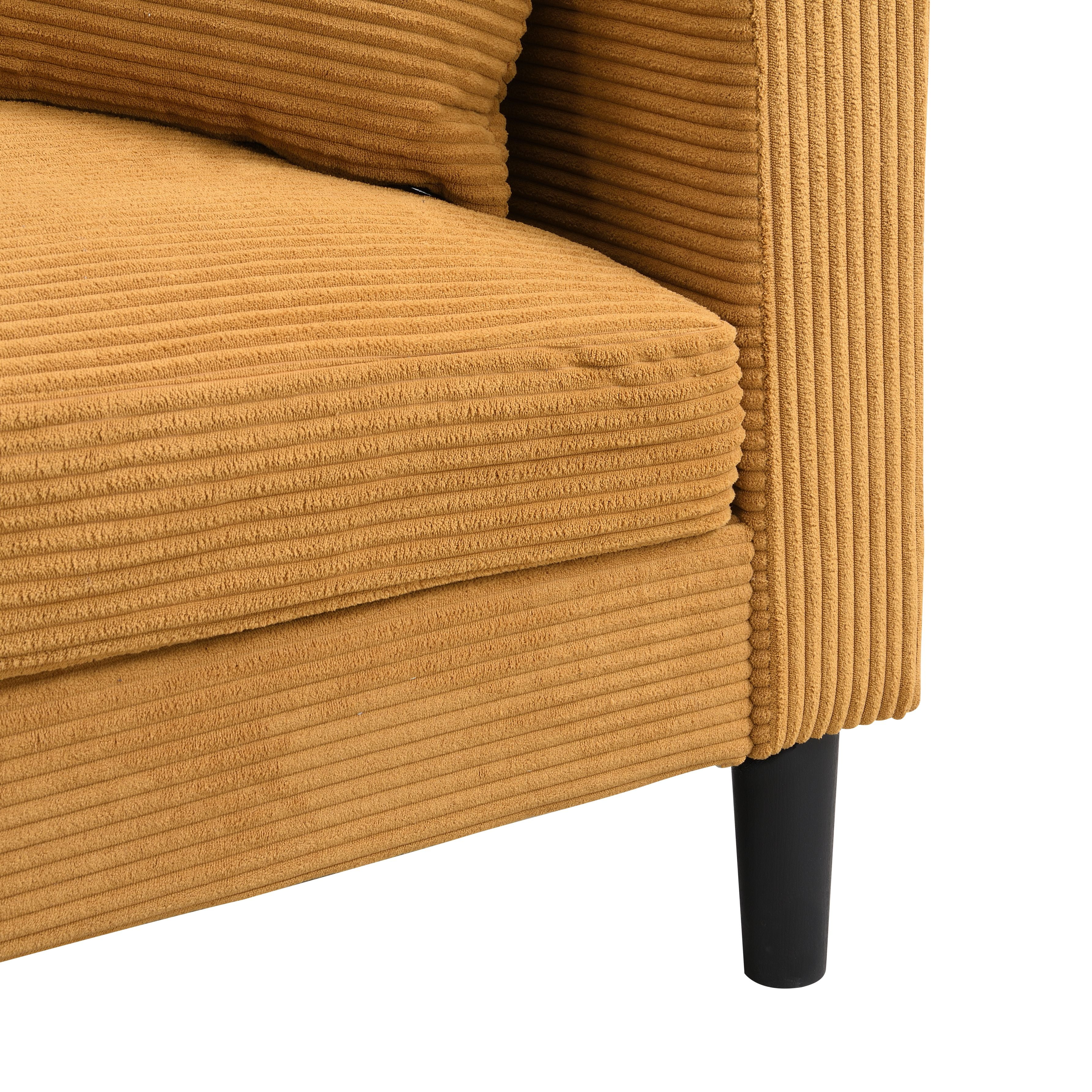 Aukfa Corduroy 2-Seater Loveseat Sofa, 57"W x 27.6"D, Small Space Friendy, Orange