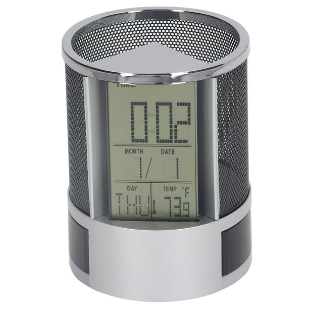 Reloj despertador digital Jadeshay Portalápices electrónico multifuncional Negro