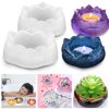 EEEkit 2 Pieces Resin Molds Lotus Flower Epoxy Resin Casting Molds, Silicone Lotus Candle Holders Ashtray Making Mold, DIY Jewelry Tray Mold For Handcraft Jewelry Storage Plate Home Decor Supplies