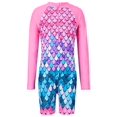 thumbnail image 6 of Kids Girls One Piece Zipper Swimsuit Long Sleeve Swimwear Bathing Suit Rash Guard 4-12 Years, 6 of 8