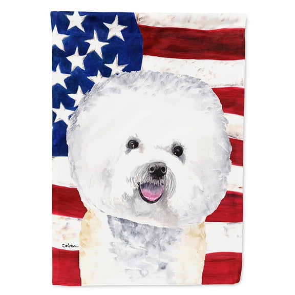 USA American Flag with Bichon Frise Garden Flag