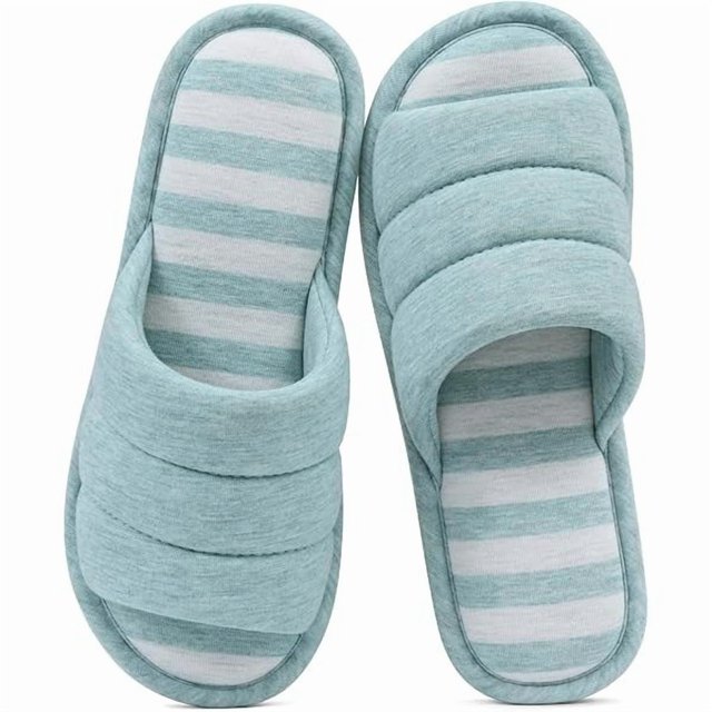 wonima44 Open Toe House Slippers for Women Men Soft Cotton Indoor Shoes Memory Foam Slip On bedroom Slippers